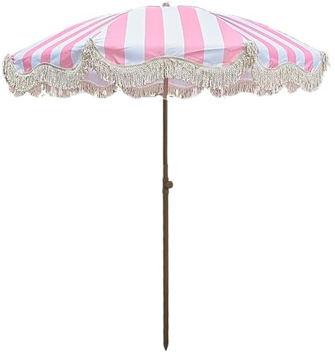 CFLNHMSY 6ft Garden parasol with tassel, Beach romantic umbrella, Patio patio decorative umbrella, foldable tilt, no base