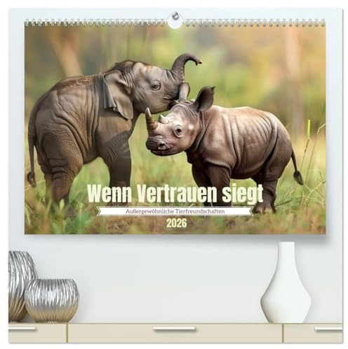 Wenn Vertrauen siegt (hochwertiger Premium Wandkalender 2026 DIN A2 quer), Kunstdruck in Hochglanz: Außergewöhnliche Tierfreundschaften (CALVENDO Tiere)