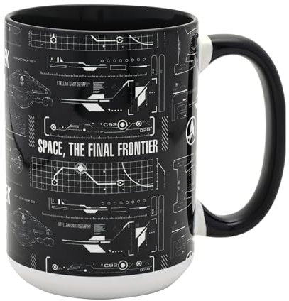Star Trek Tech Schwarz-Weiß-Tasse, 444 ml, Motiv: Weltraum, The Final Frontier, Star Trek-Kaffeetasse, offizielles Star Trek Geschenke und Sammlerstücke für Fans