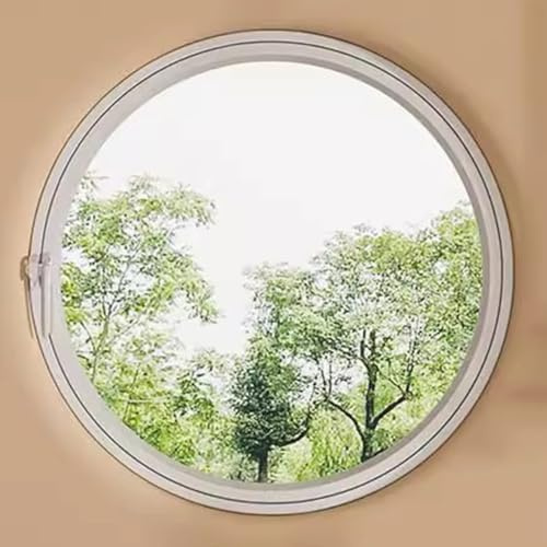 TWHZSAI Ventana abatible Redonda giratoria empotrada de aleación de Aluminio y Vidrio Templado, Ideal para baño, Dormitorio, Cocina y hogar, Color Blanco, 3,60 cm/23,6 Pulgadas