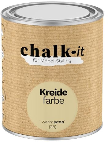 chalk-it Kreidefarbe 750ml (28) Warm Sand Möbel Farbe Shabby Chic Holzlack Natur Vintage Look Möbellack Erfüllt EN71-3 Sicher Kindermöbel Spielzeuge