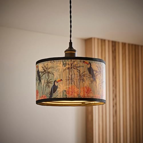 ValueLights | Daintree Small Pastel Jungle Bamboo Drum Ceiling Lamp Shade and Bulb | Ceiling Lights, Home Décor & Improvement Essential