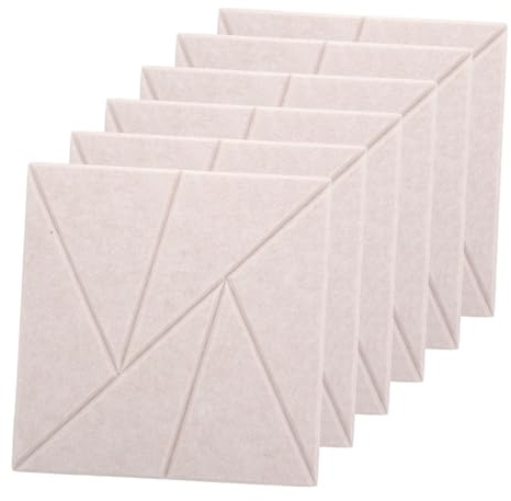 Selbstklebende Akustikabsorptionspaneele für Musikraum und Büro | Polyester, Beige, Einfache Montage, Starke Lärmreduktion, Wandmontage, 6 Stück, für Innenräume
