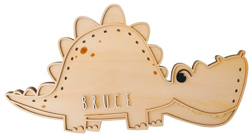 nagu® DINOSAURIO Personalisierte Holznamen | Holzschild zum Aufhängen, inklusive selbstklebenden Buchstaben | dekorative Holzbuchstaben | Holzbuchstaben | Personalisierte Holzbuchstaben