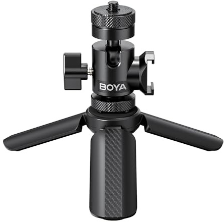 BOYA Magic Tripod Stand for Desktop Microphone with Non-slip Rubber Feet, Foldable Desk Mic Stand for Gaming, Podcasting, Meetings, Chatting
