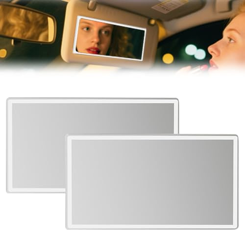 Auto Sonnenblende HD Make-up Spiegel, selbstklebender Auto Kosmetikspiegel | 2 Stück Edelstahl AutoInnen-Kosmetikspiegel Spiegel Sonnenblende Auto(15x8cm)
