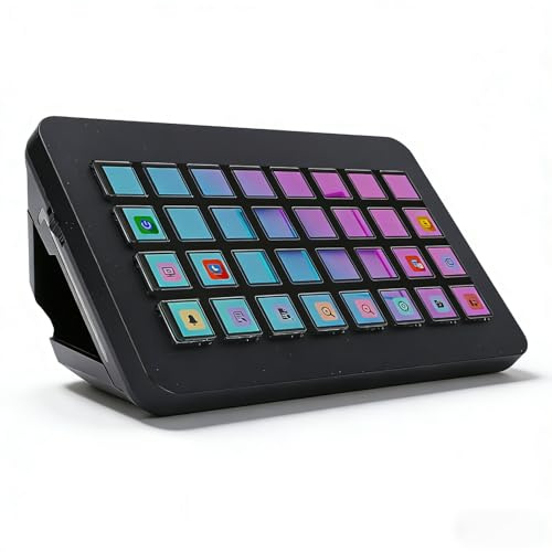 Dpofirs Tastiera Macro, Controller per lo Streaming, Tastiera per Giochi e Streaming con Scorciatoie, 32 Tasti Programmabili, Pad Visivo Personalizzabile con Intelligenza artificiale. (BLACK)