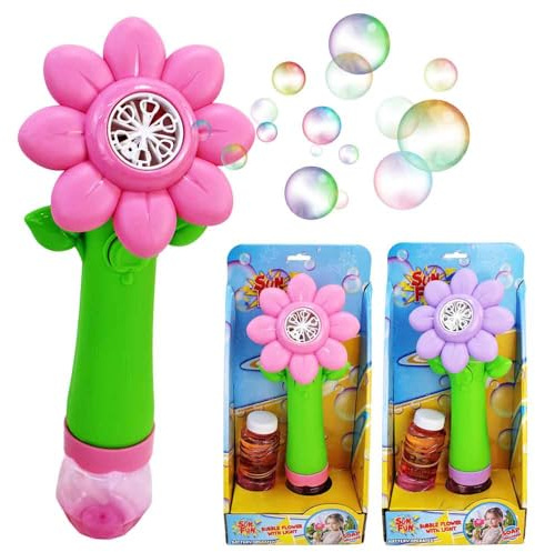 Seifenblasen Blume Stab 2er Set – ca. 27 cm – Seifenblasenstäbe mit 2X 90 ml Seifenlösung – Bubble Sticks für Kinder ab 3 Jahren