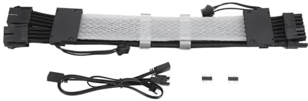 Cavo di prolunga ARGB con guaina, doppia testa, 18 AWG, 2x8 pin; cavo di prolunga ARGB a illuminazione colorata sincronizzata per case PC, con anima in rame stagnato e rivestimento