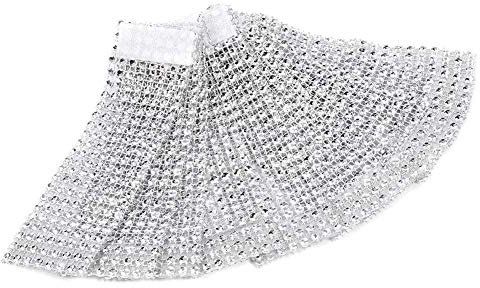 Yosoo 50 Stück Serviettenringe Diamond Mesh Wrap Ribbon für Hochziet Party Weihnachten (Silber)