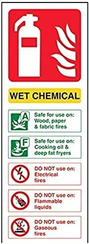 V Safety Wet Chemical Id Fire Extinguisher Sign - 100mm x 280mm - Self Adhesive Vinyl
