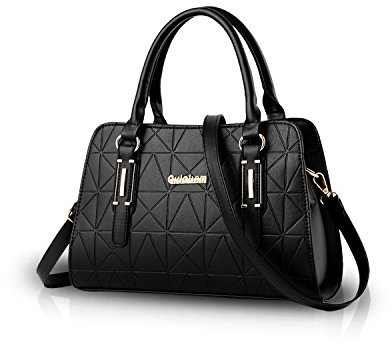 NICOLE&DORIS Damen Handtaschen Umhängetasche Damenhandtaschen Henkeltaschen Schultertaschen Crossbody PU Schwarz