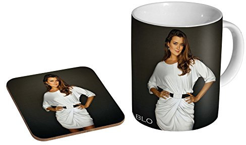 mugmart Cote De Pablo Kaffeetasse und Untersetzer, Keramik, dunkel