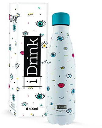I-Drink Botella Térmica Doble Pared 350/500/750/1.000 ML, Decorada (500 ML, Eyes)
