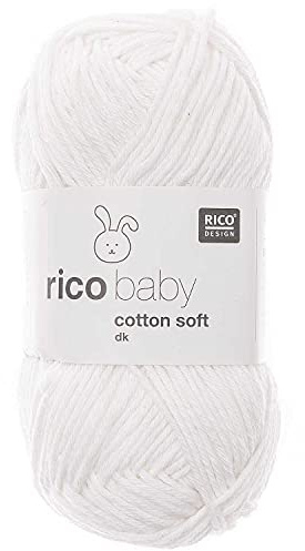 Babywolle weiß Rico Baby Cotton Soft Dk | weich und pflegeleicht | Baumwollmischgarn zum Stricken und Häkeln (018 schneeweiß)