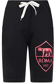 AS Roma GIL Shorts Crest Rosa Fluo, Boxer Mixte, Nero e Rosa Fluo, Extra Large