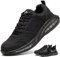 ISOOUS Zapatos de Seguridad Hombre Mujer Ligeros Zapatos de Trabajo con Punta de Acero Respirable Antideslizantes Anti-Piercing A Negro 44