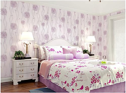 Violet Clair Papier Peint intissé 9,5 m x 0,53 m Pastorale Modernes Minimaliste Papier Peint 3D Gaufrage Papier peint non-tissé pour Chambre Salon TV Fond