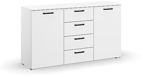 Rauch Möbel Florenz Schlafzimmer Kommode, Alpinweiß, 2-türig mit 4 Schubladen, 2 Einlegeboden, BxHxT 140 x 81 x 42 cm