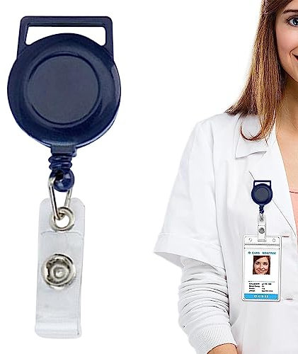 Porte-clés rétractable – Clip pour Bobine Porte-Badge d'identification – Porte-Badge avec nom élastique, Fournitures Portables pour Travailleurs, étudiants, sécurité, Enseignants