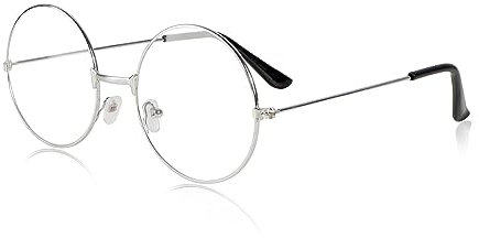 BHGT Weihnachtsmann Brille Rund Retro 60er 70er Jahre Hippie Brille Partybrille Nikolaus Weihnachten Kostümzubehör Accessoires für Karneval Fasching Mottoparty (Silber)