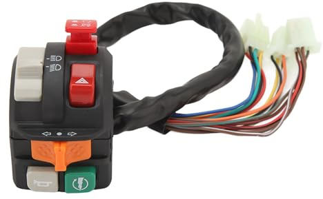 Interrupteur de Guidon de Moto 7/8 Pouces 22 Mm, avec 7 Fonctions – Clignotants, Klaxon, Lumières, Démarrage/arrêt – étanche, Facile à Contrôler, pour Moto, VTT, Moto électrique
