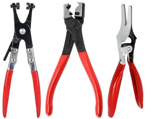3 Stück Schlauchschellenzange Schlauchklemmenzange mit Gerader HalsZange, zum Trennen von Ölleitungen Arbeitssparende Fedes Rostfrei Rot Griff für Schlauchschellen Entfernungs Installationswerkzeug