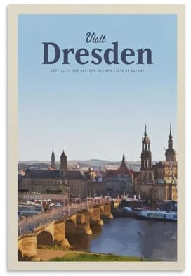 Jdheeh Vintage-Poster auf Leinwand, Motiv: Dresden, Wanddekoration, Poster, 20 x 30 cm