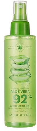 NATURE REPUBLIC Soothing & Moisture Aloe Vera 92% Soothing Gel SPRAY 155ml, VEGAN, Feuchtigkeitsspendend und Beruhigend, Gesicht und Körper,Mit kalifornische Aloe Vera Extrakt, K-BEAUTY