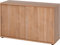 bümö Schiebetürenschrank 2OH - Aktenschrank abschließbar, Sideboard Schrank mit Schiebetüren in Nussbaum, Bügelgriff - Büroschrank aus Holz mit Schiebetür, Büro Kommode für Ordner & Co.