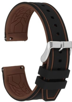 sourcing map Silicone Watch Bands 20mm Soft Quick Release Watch Bands, Black Brown