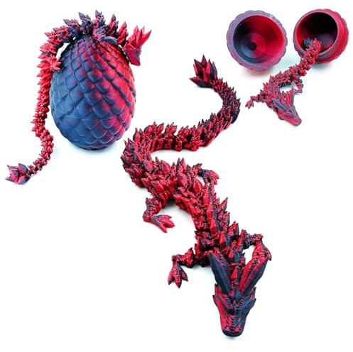 Yeefunjoy 3D Printed Dragon in Egg, Dragon Egg, Fully Movable Dragon Crystal Dragon with Dragon Egg, Fidget Toy for Autism/ADHD, Home Office Decoration Desk Toy Easter Basket Filler Gift(Laser Black)