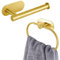 Toilet Paper Holder/Towel Ring Self Adhesive, Eolax No Drilling Gold Bathroom Hardware Accessories, Stainless Steel Sticky Toilet Roll Hanger and Hand Towel Holder, Wall Mounted, 2 Pieces