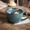 Tazza da Caffè XXL 700 ml - Grande Ciotola Con Manico per Cereali - Tazza in Ceramica (Blu, 650 ml)