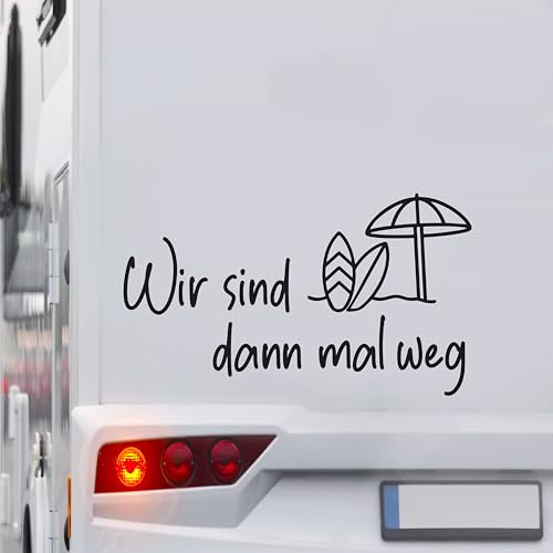 KLEBEKÖNIG Wohnwagenaufkleber Wohnmobil - Wir sind dann mal weg Strand - Autoaufkleber Spruchaufkleber Sticker Aufkleber Camper