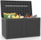 TANGZON 380L Outdoor Deck Box, Waterproof Patio Storage Container with Wheels, Lockable Lid & Side Handles, Large Resin Storage Box For Pillows Cushions Tools (Grey)