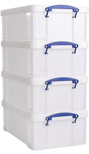 Really Useful Box Plastic Storage 12 Litre White Strong Pack of 4