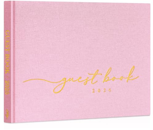 Lanpn Livre d'or Mariage 2026 en Lin, Livre d or Anniversaire de 108 Pages Vierges, Livre d'or pour Voyage Mariage, Diplômé, EVJF, Baptêmes, Baby Shower, Pacs, Fête, Départ Retraite (Rose)