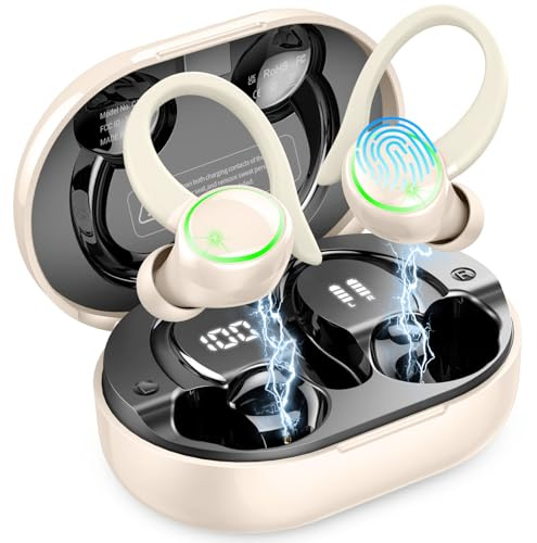 Matast Cuffie Bluetooth 5.4 Sport, Auricolari Bluetooth con 6D Bass Stereo, HiFi Cuffiette LED, In Ear Cancellazione Rumore ENC e 4 HD Mics