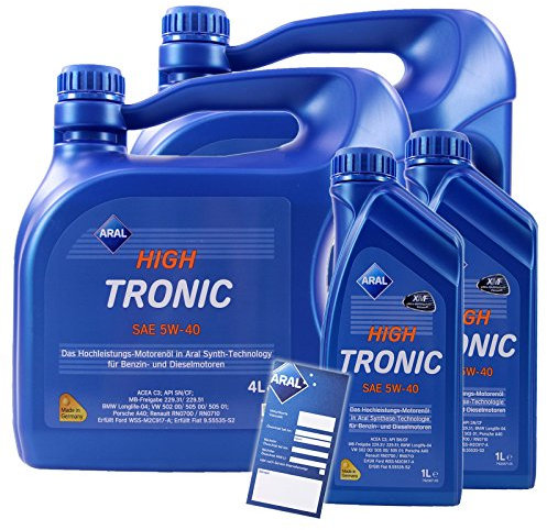 2x 1 L + 2x 4 L = 10 Liter ARAL HighTronic 5W-40 Motoröl inkl. Ölwechselanhänger