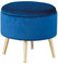 Inter Link - Hocker - Runder Container-Pouf - aus blauem Samt - Struktur aus goldfarben lackiertem Metall - Willandra