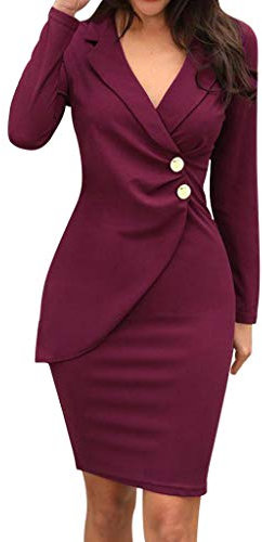 Women Dresses Promotion Sale Clearance,Women Solid Turn Down Neck Long Sleeve Buttons Bodycon Casaul Work Formal Dress Plus Size Dress UK Size