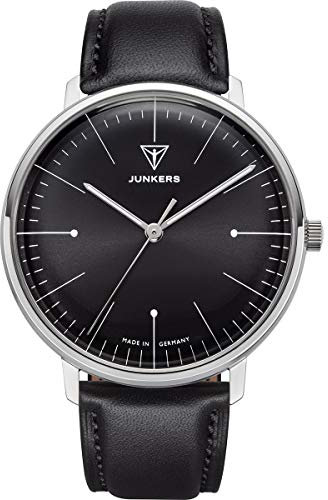 Junkers Bauhaus 38mm Analog Quarz Damenuhr Lederarmband schwarz 9.06.01.02