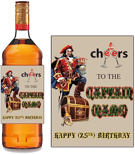 Personalised Sticker Label for Captain Morgan Spiced Rum Bottle for Birthday Anniversary Any Occasion BL023-1L