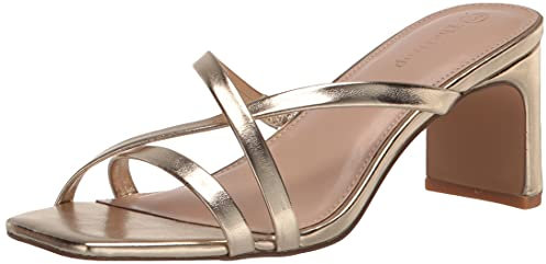 The Drop Amelie Sandalias de Tacón con Punta Cuadrada para Mujer, Oro, 36 EU