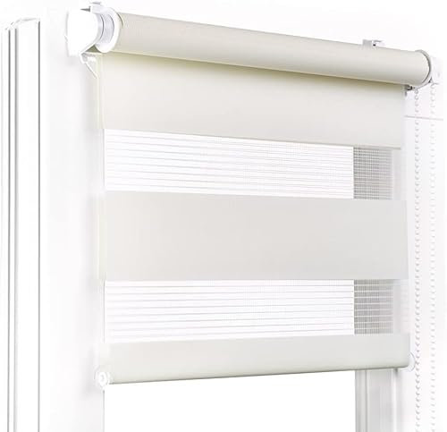 Fenster DEKOR - Rollos für Fenster Ecru - Klemmfix Rollo ohne Bohren 230 x 70 cm - Doppelrollo mit einer breiten Auswahl an Größen und Farben - Blickdichte Rollos, einfach zu montieren