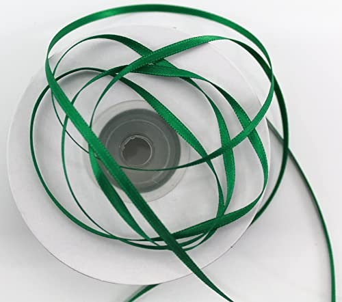CaPiSo 100m Doppelseitig 3mm Satinband Glänzend Premium-Qualität Satin Schleifenband Fließend schmales Dekoband Geschenkband doppelseitig (Grün, 100m3mm)
