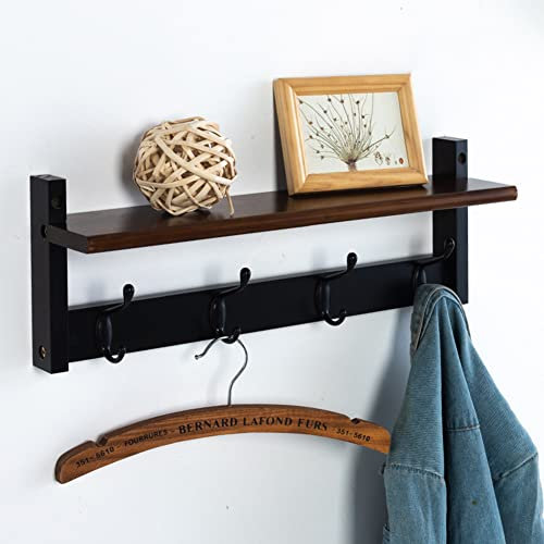 YXZN Wandgarderobe mit Regal Pinie Schlüsselhalter mit Haken aus Pfostenhalter für Eingangsbereich, Küche, Bad, Wohnzimmer
