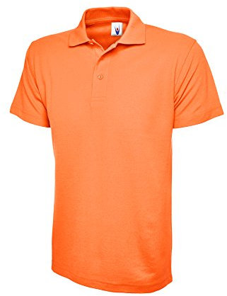 Mens & Womens Classic Polo Shirt Short Sleeve Plain Tee Top Casual Work Sports (XL, Orange)