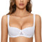 DOBREVA Women's Push Up Bra Sexy Balconette Bra Padded Half Cup Lace Underwired White (Cup Size is Small. Order 1 Cup Size up.) 36D